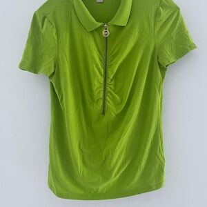 Michael kors lime Green Short Sleeve Polo Shirt with gold Logo size large